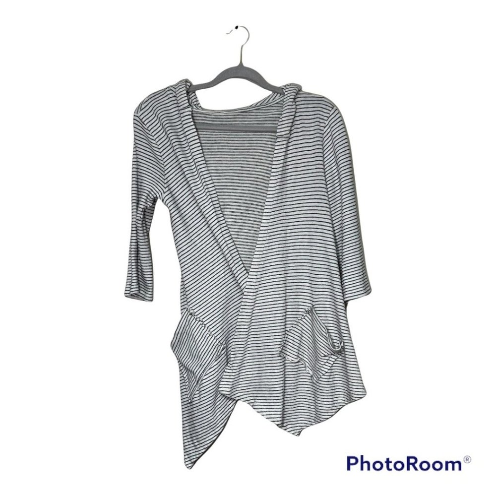 Anthro Saturday Sunday Asymmetrical Uneven Hem Hood 3/4 Sleeve Cardigan